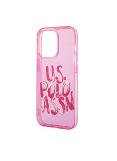 U.S. Polo Assn. USPA iPhone 14 Pro Max PC/TPU Transparent Case With Graffiti Logo, Drop & Bumper Protection, Easy Snap-On - Pink  - Image 4