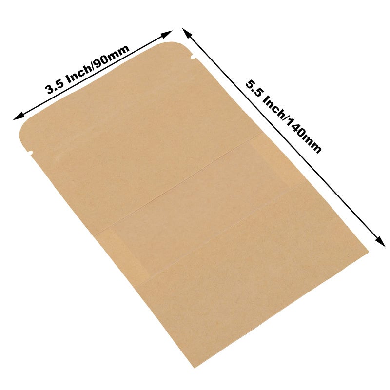 SHEUTSAN 500 Pack Kraft Bags with Window  3.5 x 5.5 Inches Stand Up Storage Pouches Ziplock Sealing Packaging Paper Bag Resealable Sample Bags for home and business use - Image 2