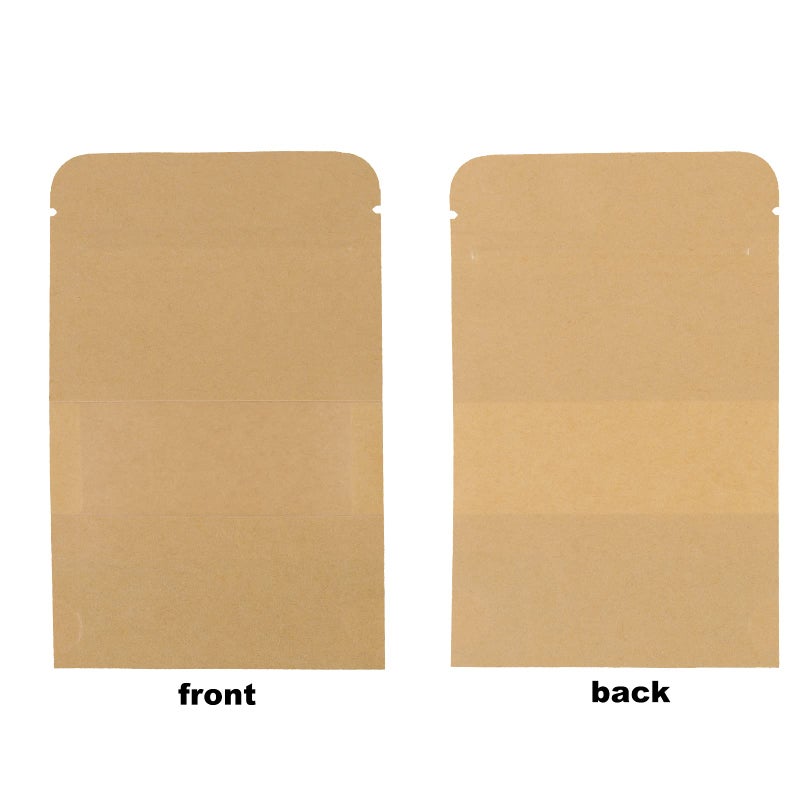 SHEUTSAN 500 Pack Kraft Bags with Window  3.5 x 5.5 Inches Stand Up Storage Pouches Ziplock Sealing Packaging Paper Bag Resealable Sample Bags for home and business use - Image 3