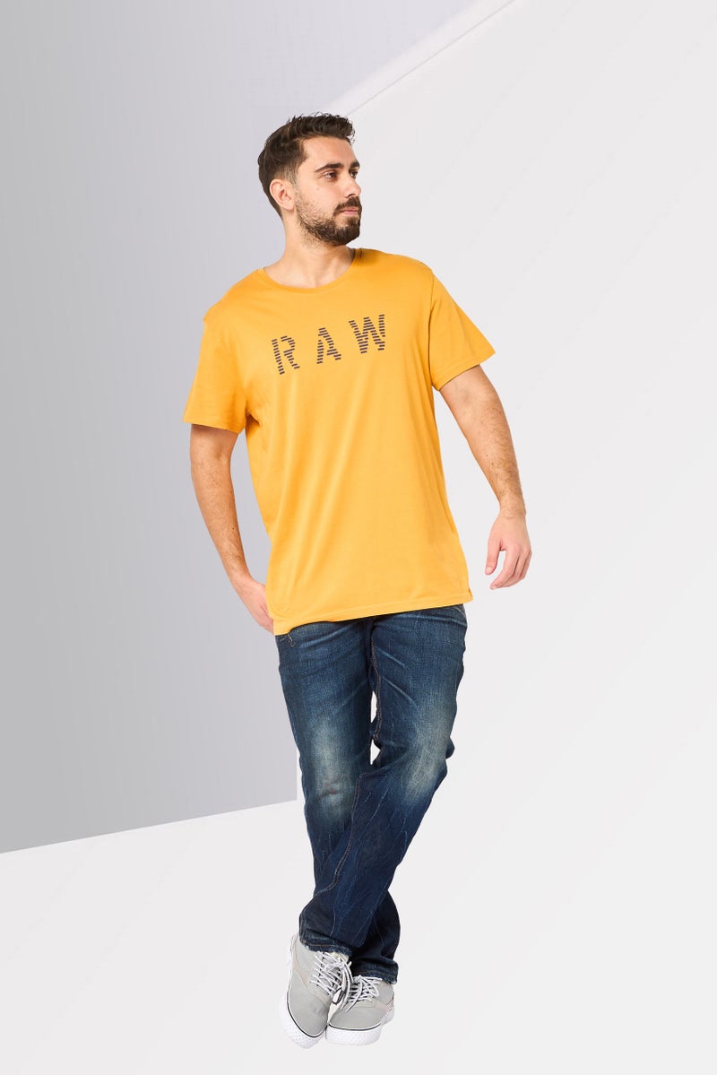 G-Star RAW Men Crew Neck Short Sleeve Graphic Print T-Shirt, Mustard - Image 2