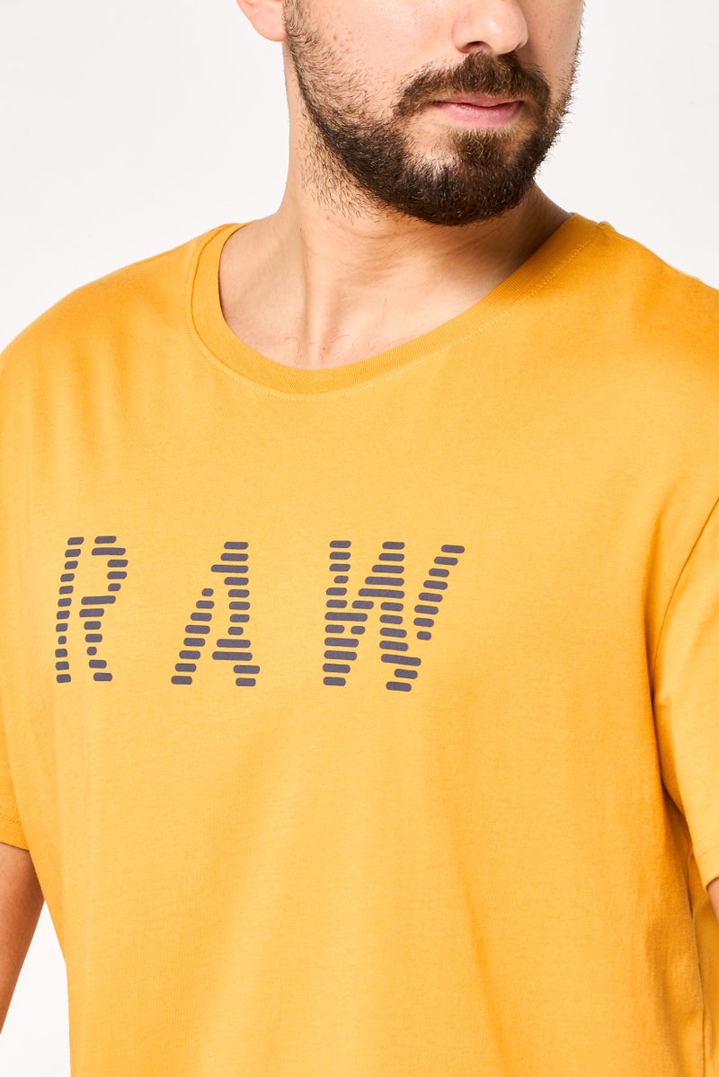 G-Star RAW Men Crew Neck Short Sleeve Graphic Print T-Shirt, Mustard - Image 3