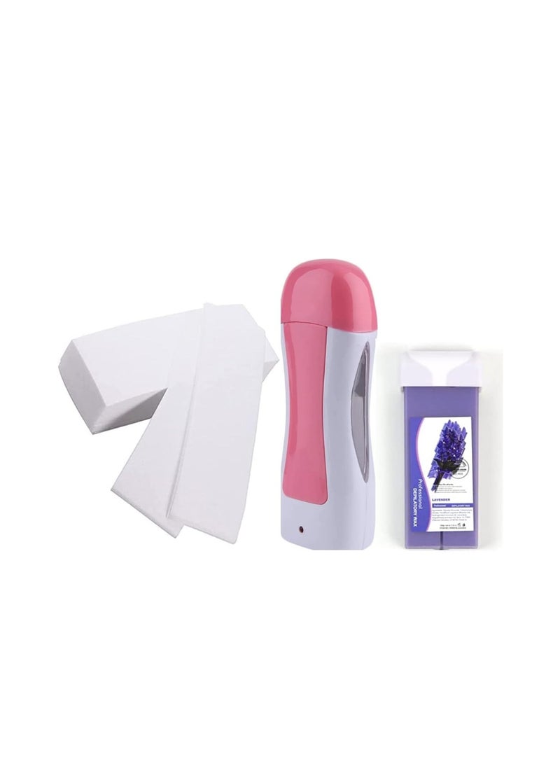 ORiTi مجموعة أدوات تسخين الشمع بخرطوشة واحدة من أوريتي، جهاز تسخين الشمع لإزالة شعر الجسم مع 100 قطعة من شريط ورق الشمع وخرطوشة شمع لافندر 150 جم (مجموعة من 3) - Image 2