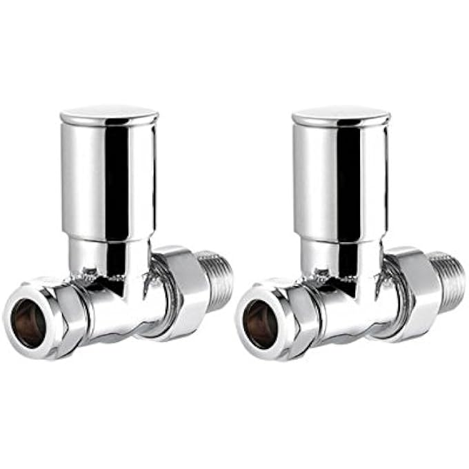 MODERN CHROME STRAIGHT TOWEL RADIATOR VALVES 8MM CENTRAL HEATING TAPS - Image 1