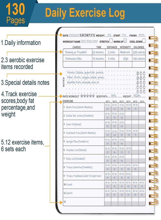Guirnd Undated Fitness Workout Journal for Men & Women, A5(8.5" x 6.7") Fitness Journal Workout Planner, Workout Log Book Planner for Tracking, Motivating, and Achieving Your Fitness Goals - Black - Image 5