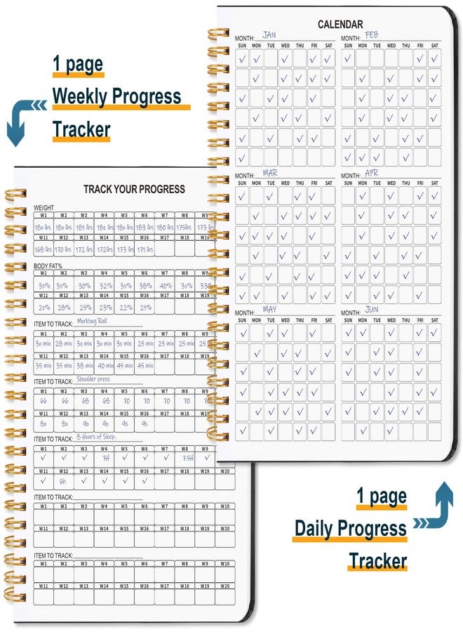 Guirnd Undated Fitness Workout Journal for Men & Women, A5(8.5" x 6.7") Fitness Journal Workout Planner, Workout Log Book Planner for Tracking, Motivating, and Achieving Your Fitness Goals - Black - Image 3