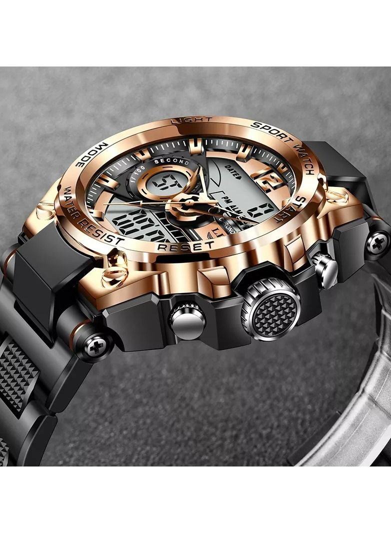 لييج Lige الرياضة الرجال الكوارتز الرقمية ووتش الإبداعية الغوص ووتش للماء المنبه ووتش العرض المزدوج على مدار الساعة - Image 3