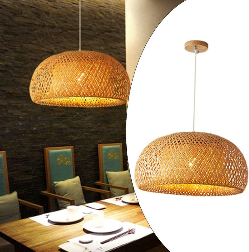 كلاراكو غطاء مصباح معلق فردي على الطراز القديم، غطاء مصباح معلق من الخيزران للسقف، غطاء تركيبات إضاءة معلق لبيت الشاي 300 مم - Image 4