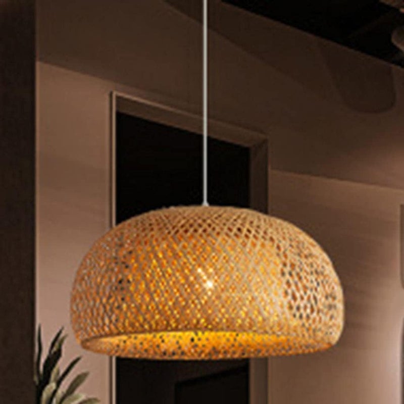 كلاراكو غطاء مصباح معلق فردي على الطراز القديم، غطاء مصباح معلق من الخيزران للسقف، غطاء تركيبات إضاءة معلق لبيت الشاي 300 مم - Image 5