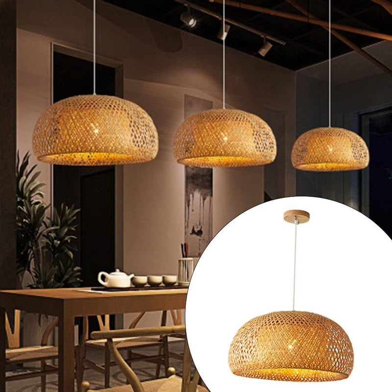 كلاراكو غطاء مصباح معلق فردي على الطراز القديم، غطاء مصباح معلق من الخيزران للسقف، غطاء تركيبات إضاءة معلق لبيت الشاي 300 مم - Image 3