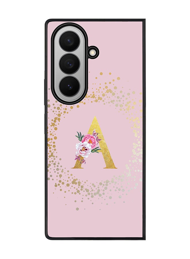 Stylizedd For Samsung Galaxy Z Fold7 Case,Slim fit Camera Protection, Shockproof Thin Phone cover  - Custom Monogram Floral - A  (Pink )