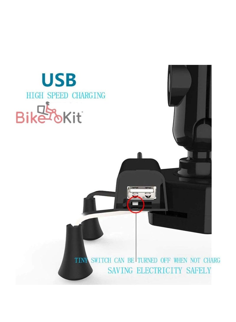 Bike Kit BikeKit X Shape Bike Phone Holder with Waterproof USB Charger 360 Rotatable, Universal Fit Motorcycle Phone Mount - Image 4