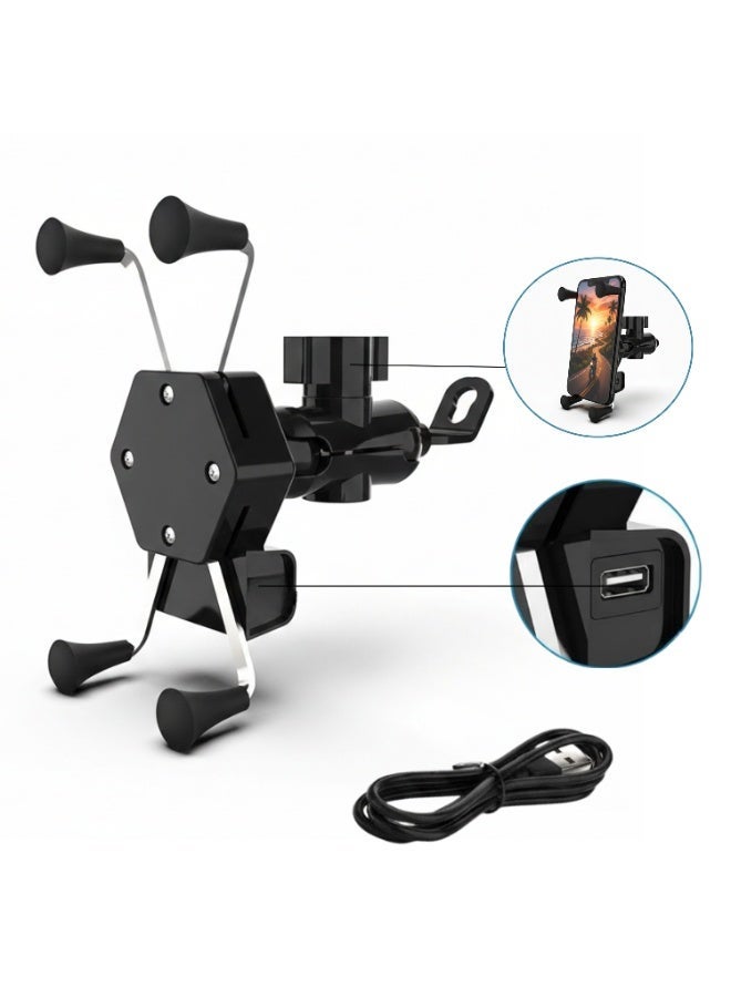 Bike Kit BikeKit X Shape Bike Phone Holder with Waterproof USB Charger 360 Rotatable, Universal Fit Motorcycle Phone Mount - Image 1