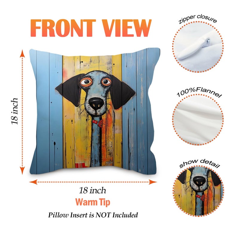 Nvotell Abstract Dogs Pillow Covers 18x18 - Funky Dogs Throw Pillow Cover, Fun Quirky Dog Lovers Gifts Presents for Women Men, Trendy Quirky Dog Home Decor, Set of 4 - Image 5