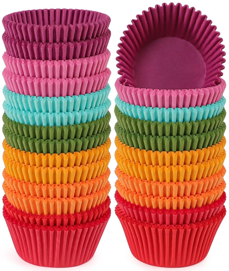 Caperci Rainbow Standard Cupcake Liners Bright Colorful Muffin Baking Cups 350-Count, Odorless, Upgraded & Food Grade Grease-Proof Paper - Image 1