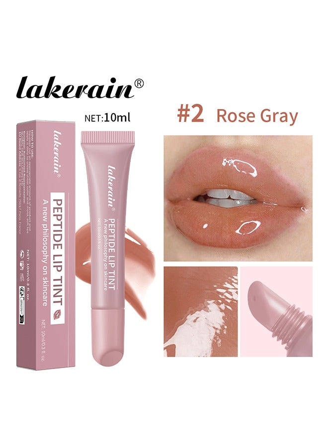 lakerain Peptide Lip Tint ,2 in 1 Lip Gloss and Lip Treatment Plumper and Softer Lips Restore Replenish Dry Lips Lip Color Lipstick Lip Gloss Hydrating Moisturizing Lip Gloss 10ml #02 Rose Gray - Image 2
