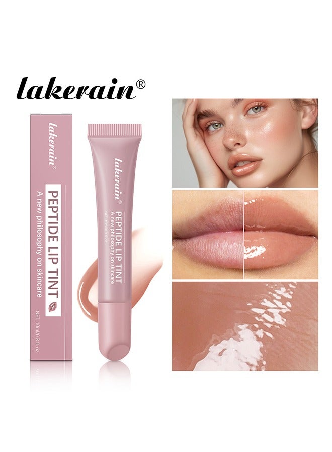 lakerain Peptide Lip Tint ,2 in 1 Lip Gloss and Lip Treatment Plumper and Softer Lips Restore Replenish Dry Lips Lip Color Lipstick Lip Gloss Hydrating Moisturizing Lip Gloss 10ml #02 Rose Gray - Image 1