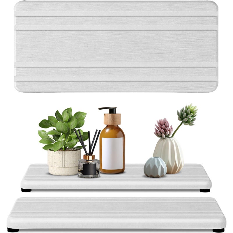 Lyxel 2PCS Water Absorbing Stone Tray,Quick Drying Stone Sink Tray,Water Absorbent Diatomite Coasters for Bathroom Counter and Kitchen Sink, Used for Hand Soap Dish Cosmetic Bottles Toothbrush Holders - Image 1