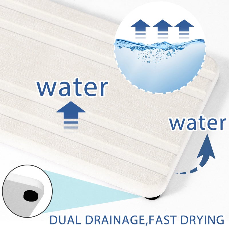 Lyxel 2PCS Water Absorbing Stone Tray,Quick Drying Stone Sink Tray,Water Absorbent Diatomite Coasters for Bathroom Counter and Kitchen Sink, Used for Hand Soap Dish Cosmetic Bottles Toothbrush Holders - Image 2