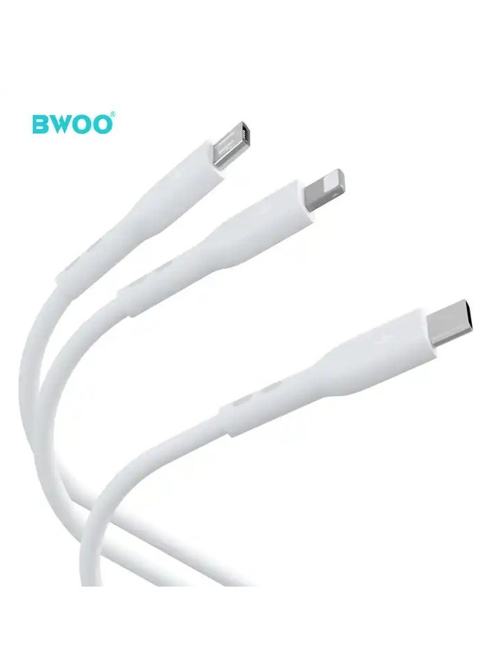 BWOO - High-Quality 3-in-1 USB Charging Cable by BWOO with PVC Material for Mobile Phones – Power Only, Universal Compatibility - Image 1