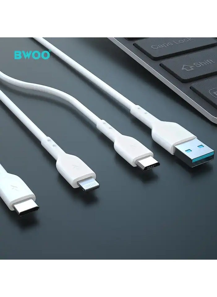 BWOO - High-Quality 3-in-1 USB Charging Cable by BWOO with PVC Material for Mobile Phones – Power Only, Universal Compatibility - Image 1