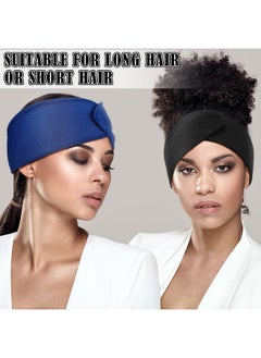 Haysandy Haysandy Hair Wrap, 4 Pieces Mesh Hair Wrap for Black Women - Face Wash Makeup Hair Accessories Headbands (Black, Blue, 1 Count Pack of 1)  - Image 4