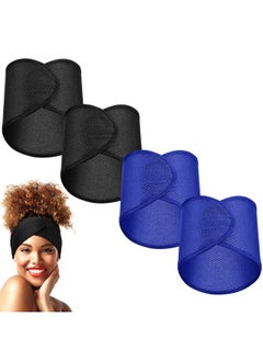 Haysandy Haysandy Hair Wrap, 4 Pieces Mesh Hair Wrap for Black Women - Face Wash Makeup Hair Accessories Headbands (Black, Blue, 1 Count Pack of 1)  - Image 1