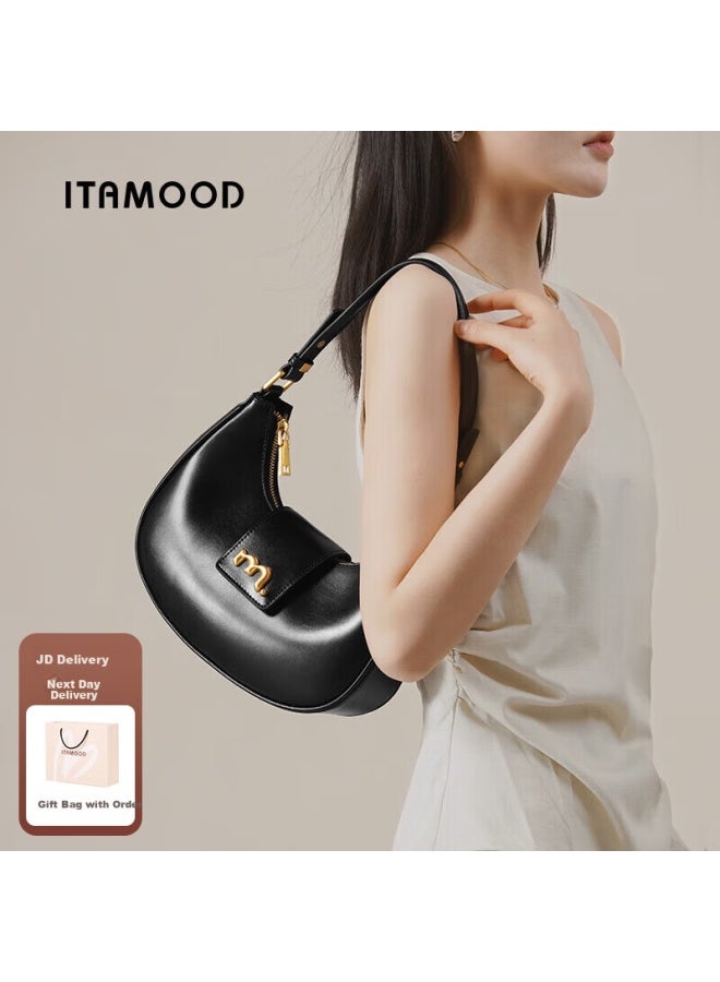 Mood Birthday Gift Women's Armpit Bag Women's Genuine Leather Texture Single Shoulder Diagonal Cross Bag Crescent Bag Women's Handbag Horn Bag - Image 1