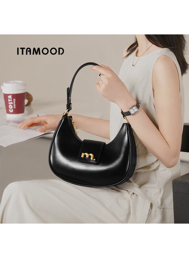 Mood Birthday Gift Women's Armpit Bag Women's Genuine Leather Texture Single Shoulder Diagonal Cross Bag Crescent Bag Women's Handbag Horn Bag - Image 4