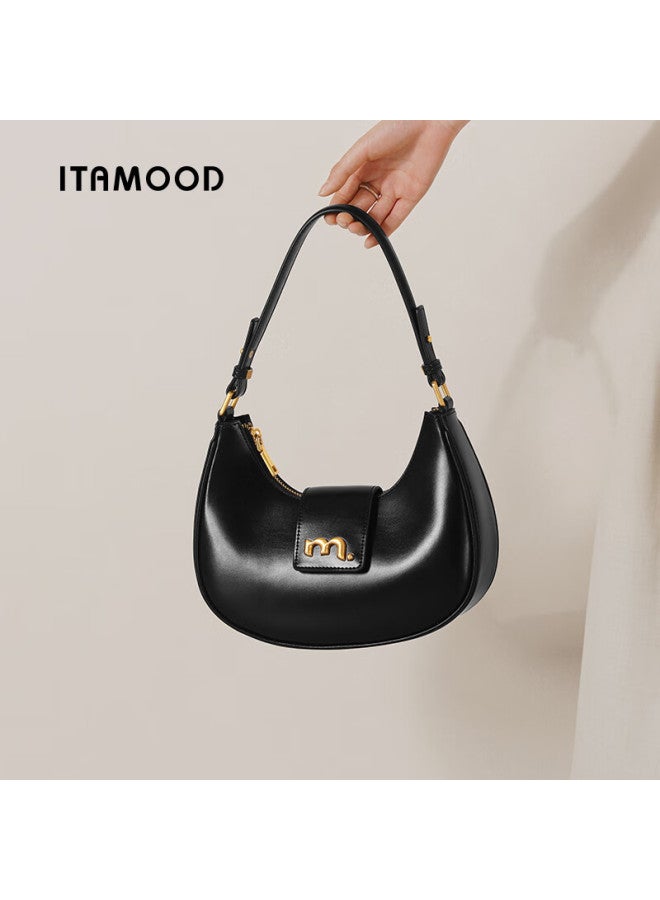 Mood Birthday Gift Women's Armpit Bag Women's Genuine Leather Texture Single Shoulder Diagonal Cross Bag Crescent Bag Women's Handbag Horn Bag - Image 3