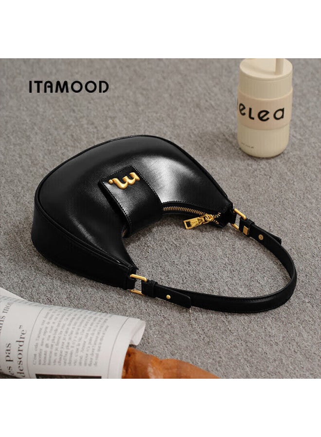 Mood Birthday Gift Women's Armpit Bag Women's Genuine Leather Texture Single Shoulder Diagonal Cross Bag Crescent Bag Women's Handbag Horn Bag - Image 5