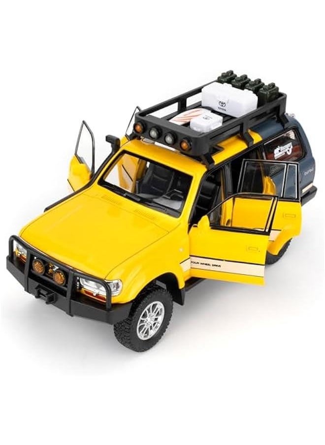 Generic - Toy Car Compatible for 1:24 Land Cruiser LC80 Model Car, Pull Back Diecast Collectible Car with Sounds＆Lights for Kids Boys Girls and Adults, Gift Yellow - Image 1