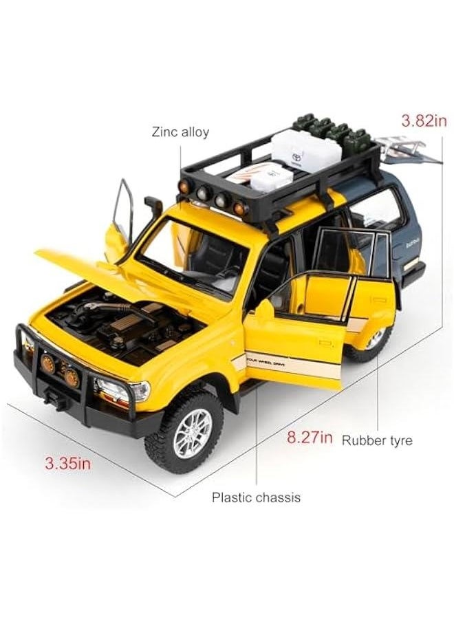Generic - Toy Car Compatible for 1:24 Land Cruiser LC80 Model Car, Pull Back Diecast Collectible Car with Sounds＆Lights for Kids Boys Girls and Adults, Gift Yellow - Image 1
