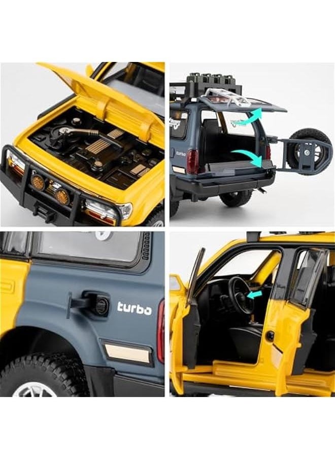 Generic - Toy Car Compatible for 1:24 Land Cruiser LC80 Model Car, Pull Back Diecast Collectible Car with Sounds＆Lights for Kids Boys Girls and Adults, Gift Yellow - Image 1