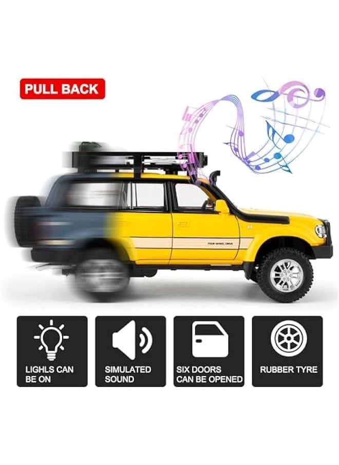 Generic - Toy Car Compatible for 1:24 Land Cruiser LC80 Model Car, Pull Back Diecast Collectible Car with Sounds＆Lights for Kids Boys Girls and Adults, Gift Yellow - Image 1