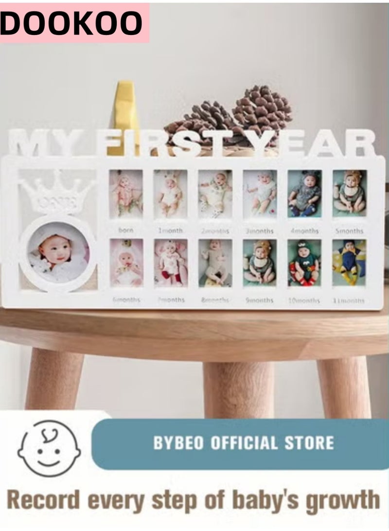 DOOKOO First Year Newborn Keepsake Frame 12 Months Milestone Photo Frames Baby Shower And Album Gifts - Image 1