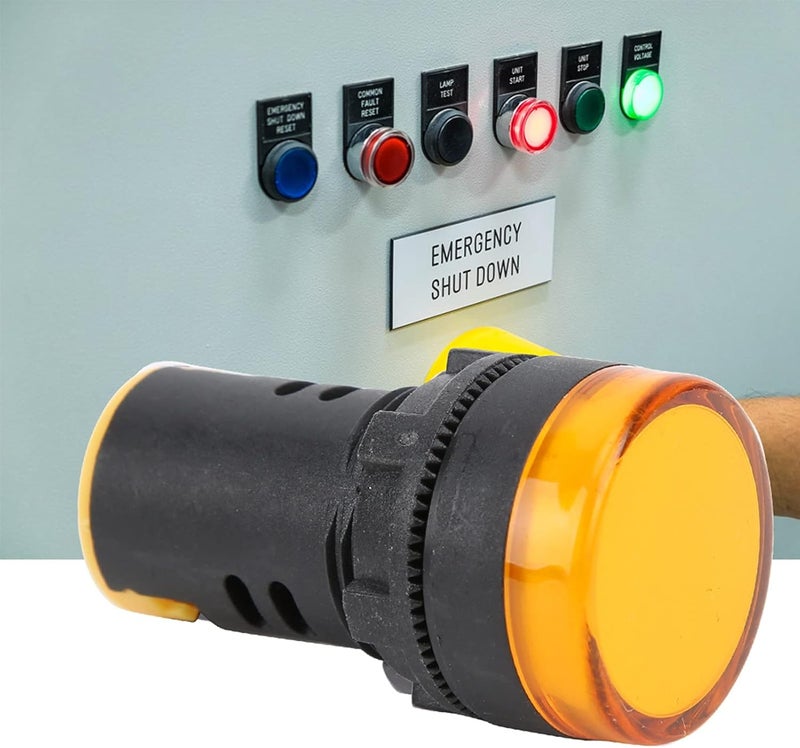 إغلاق محكم يمنع دخول الحشرات 10 قطع من مؤشر LED أصفر AD16‑22DS عالي السطوع، شريحة LED نقية اللون للإشارة، توصيل سلكي من نوع اللولب المدمج، حجم تركيب 22 مم للمعدات (تيار متردد/تيار مستمر 12 فولت) - Image 4
