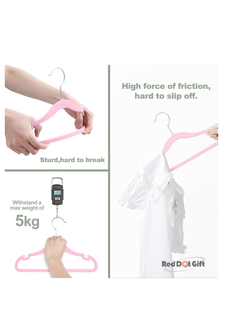 Red Dot Gift Red Dot Gift® Pack of 30 Baby Velvet Clothes Hangers 30cm Heavy Duty Durable Kids Clothes Hangers (Pink) - Image 3