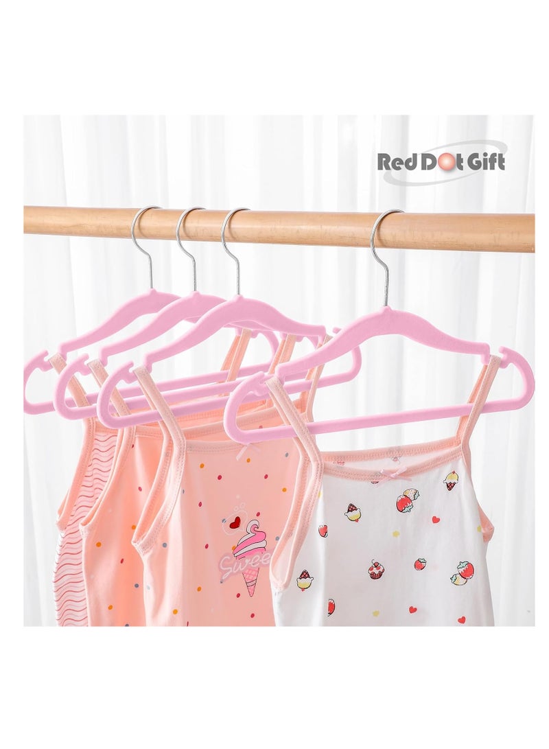 Red Dot Gift Red Dot Gift® Pack of 30 Baby Velvet Clothes Hangers 30cm Heavy Duty Durable Kids Clothes Hangers (Pink) - Image 4