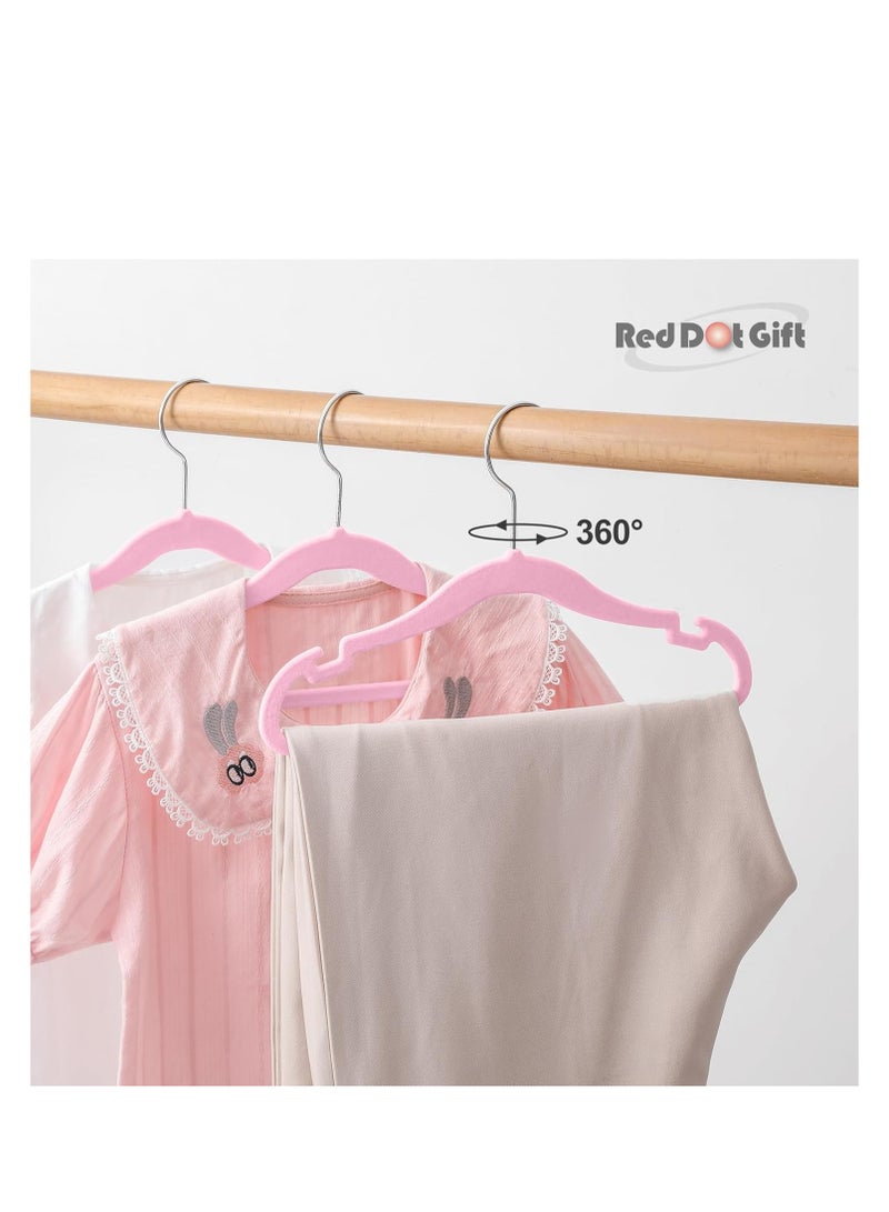 Red Dot Gift Red Dot Gift® Pack of 30 Baby Velvet Clothes Hangers 30cm Heavy Duty Durable Kids Clothes Hangers (Pink) - Image 5