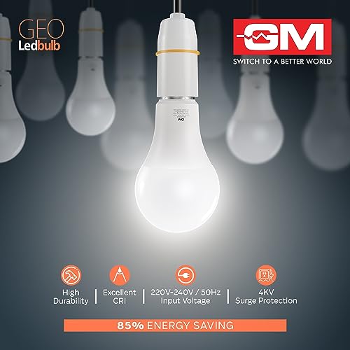 GM GEO 9 Watt LED Bulb | Excellent CRI | Zero Maintenance | High Durability | 85% Energy Saving | Surge Protection | Cool Day Light | Multiple Wattages | Eco-Friendly (10) - Image 5