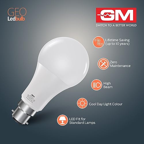 GM GEO 9 Watt LED Bulb | Excellent CRI | Zero Maintenance | High Durability | 85% Energy Saving | Surge Protection | Cool Day Light | Multiple Wattages | Eco-Friendly (10) - Image 3