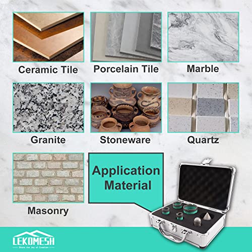 LEKOMESH Diamond Core Drill Bits Set 6pcs Tile Hole Saw Kit for Porcelain Tile Ceramic Marble Brick Concrete with 5/8-11 Thread(20/25/35/50/20mm+20mm Finger Bit+50mm Beveling Chamfer Bit) - Image 5