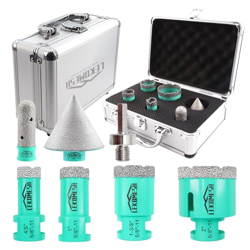 LEKOMESH Diamond Core Drill Bits Set 6pcs Tile Hole Saw Kit for Porcelain Tile Ceramic Marble Brick Concrete with 5/8-11 Thread(20/25/35/50/20mm+20mm Finger Bit+50mm Beveling Chamfer Bit) - Image 1