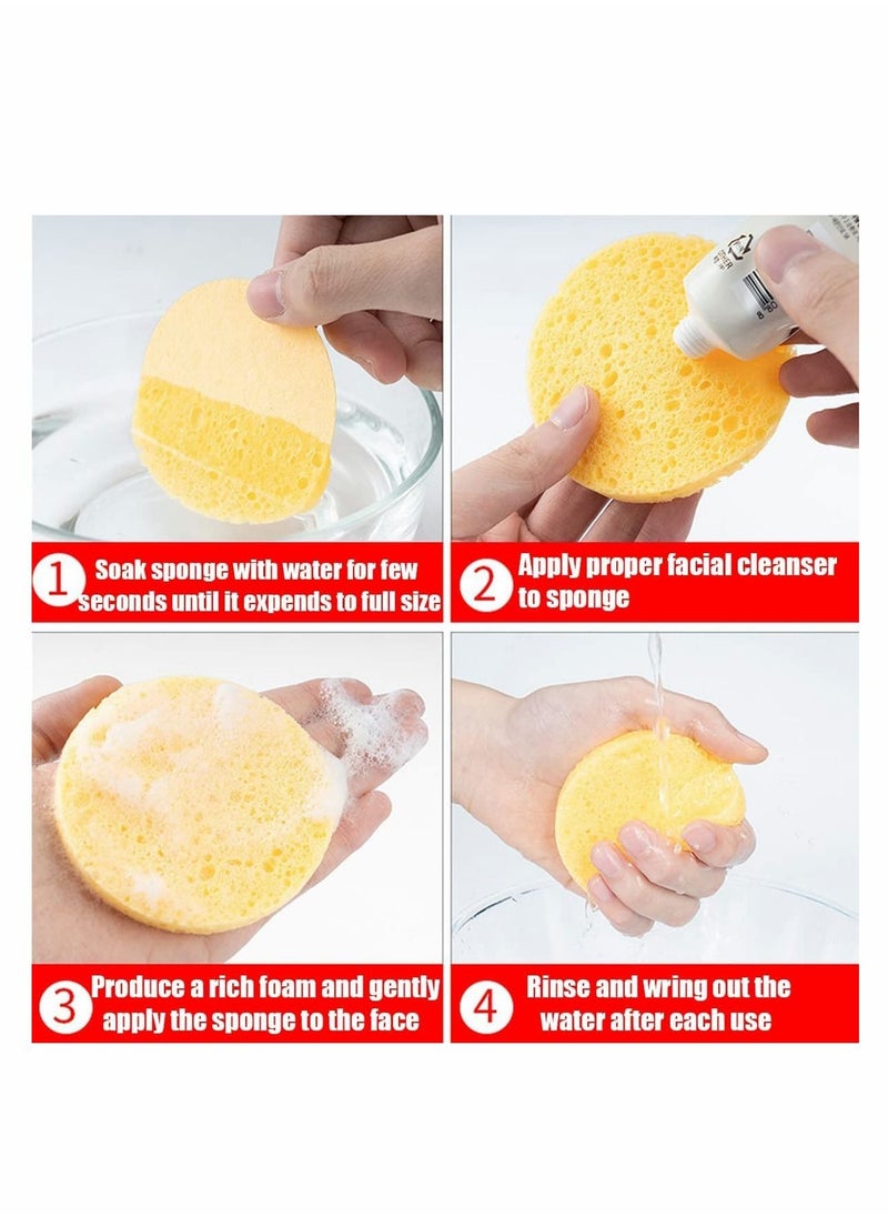 Excefore - Compressed Facial Sponges, 4 Color Facial Sponges Cleansing Wash Face Sponge, Exfoliating Cellulose Facial Cosmetic Sponges for Makeup Removal (40 Count 2.5 Inch) - Image 1