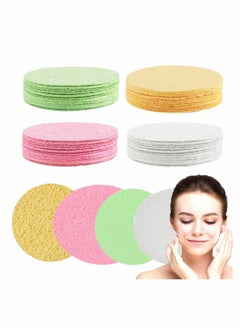 Compressed Facial Sponges, 4 Color Facial Sponges Cleansing Wash Face Sponge, Exfoliating Cellulose Facial Cosmetic Sponges for Makeup Removal (40 Count 2.5 Inch)