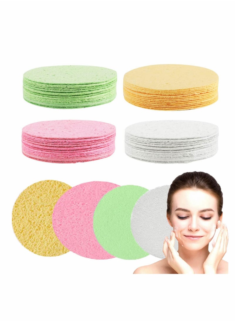 Excefore - Compressed Facial Sponges, 4 Color Facial Sponges Cleansing Wash Face Sponge, Exfoliating Cellulose Facial Cosmetic Sponges for Makeup Removal (40 Count 2.5 Inch) - Image 1