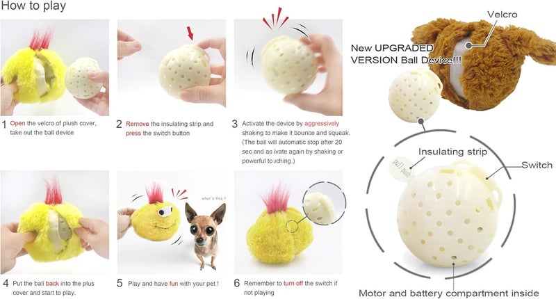 YOOGAO Interactive Plush Electric Dog Toy - Vibrating and Squeaky, Battery Operated - Image 4