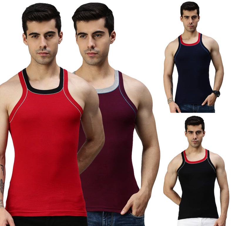 Lux Cozi Men's Cotton Vest (Pack of 4) (8904209872081_COZI_Xylo_666_COL_85 Prints May Vary) - Image 5