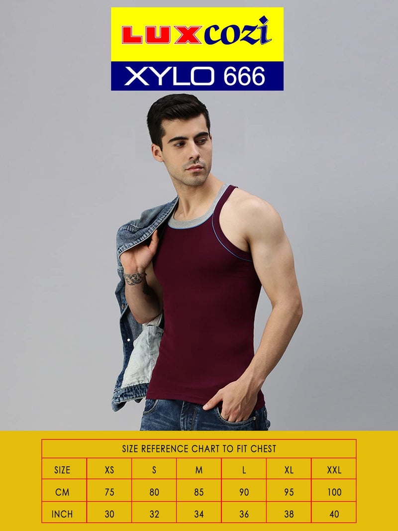 Lux Cozi Men's Cotton Vest (Pack of 4) (8904209872081_COZI_Xylo_666_COL_85 Prints May Vary) - Image 2