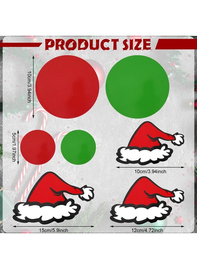 Geyee Lime Green Red Vinyl Wall Stickers and Santa Hat Wall Decals Stickers Removable Adhesive Round Circles Polka Dots Vinyl Decals for Bathroom Kids Room Nursery Xmas Party Decor - Image 2